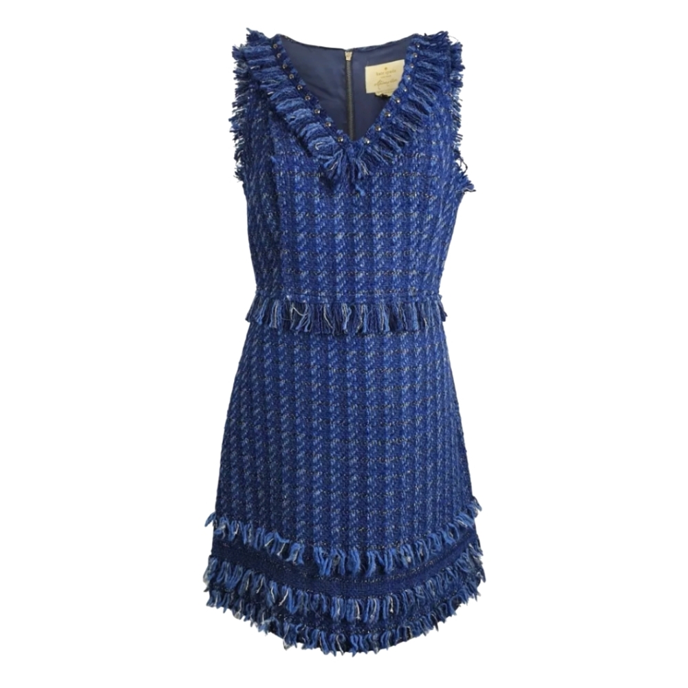 NWOT Kate Spade Madison Ave Jasmeen Blue Tweed Sleeveless Dress